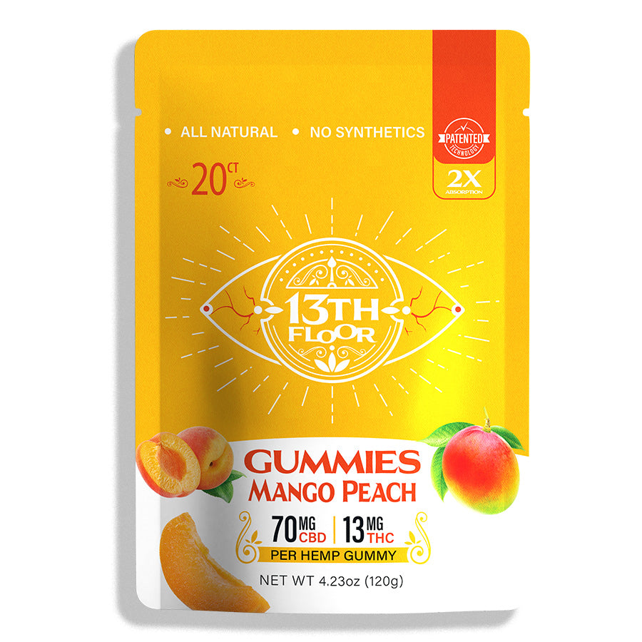 13th Floor Mango Peach Flavored THC Gummies 20ct Packet